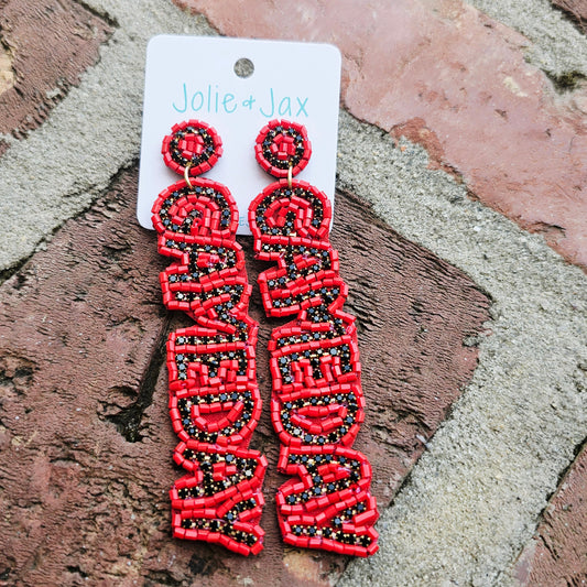 Red black gameday earrings fontainbleau high school earrings