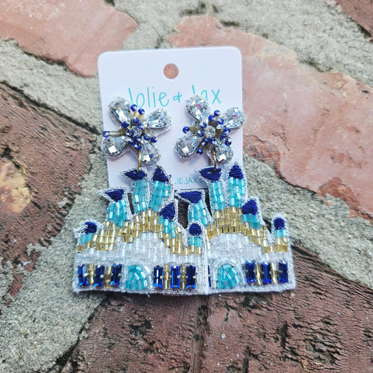 Castle beaded earrings bling