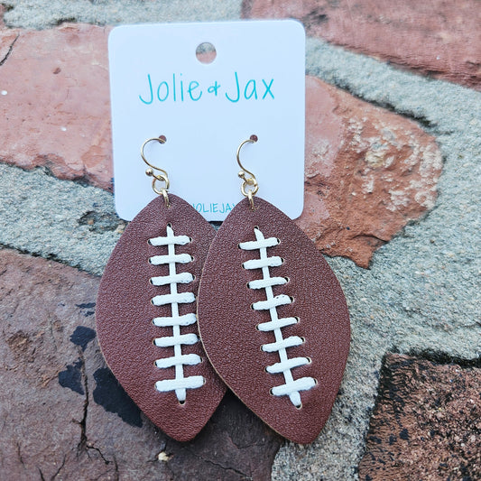 Football dangle hook earrings