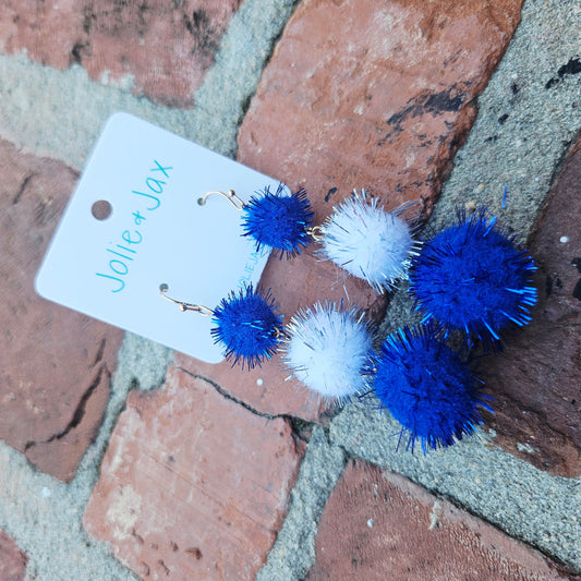 Blue white sparkle earrings