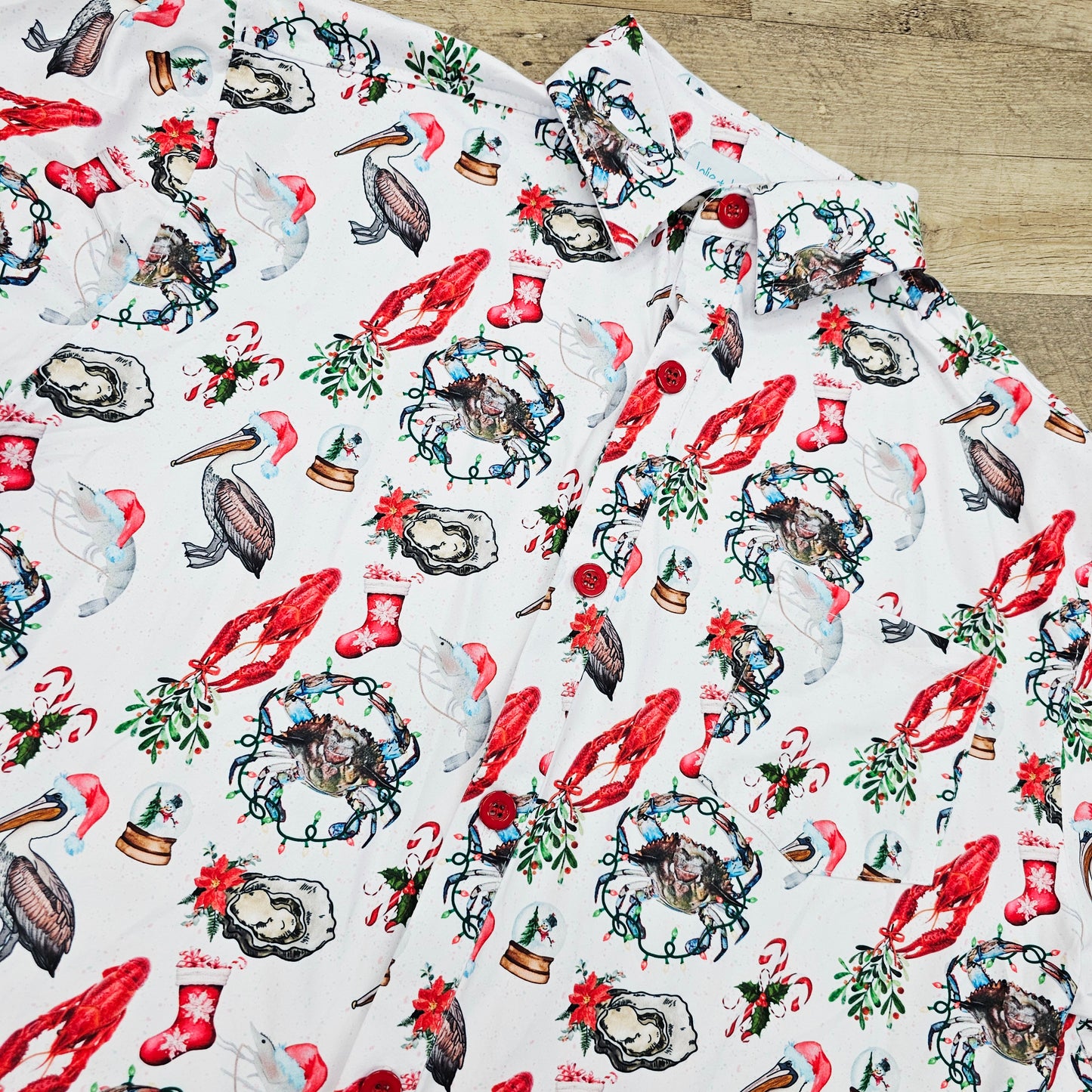 Coastal Christmas men's button up