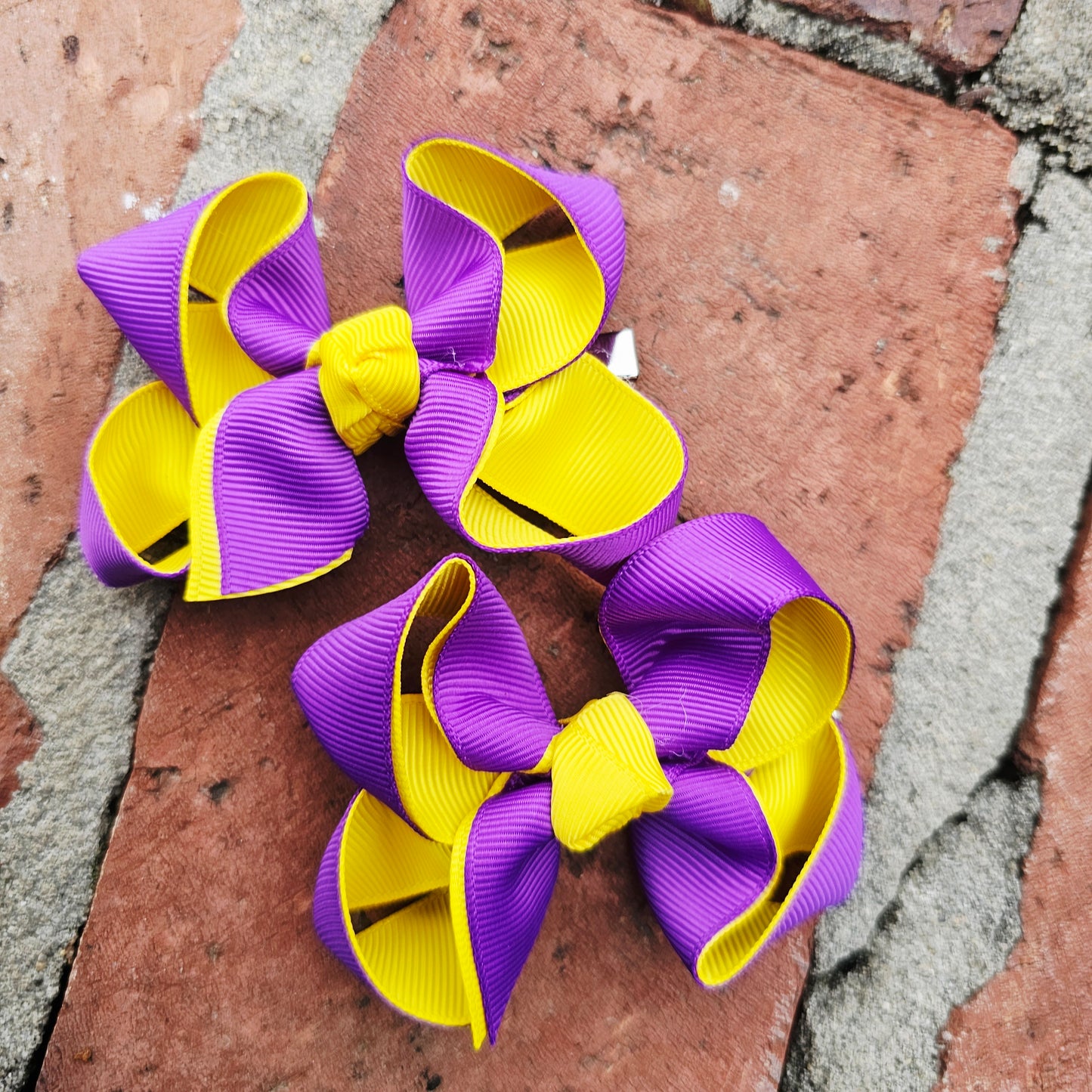 Puple and Gold Grosgrain Hair Bow