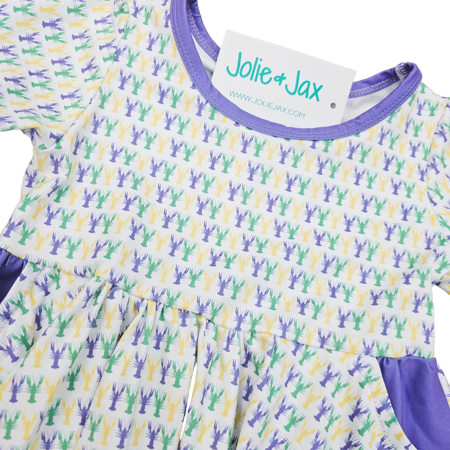 Mardi Gras Crawfish Micro Printed Dress