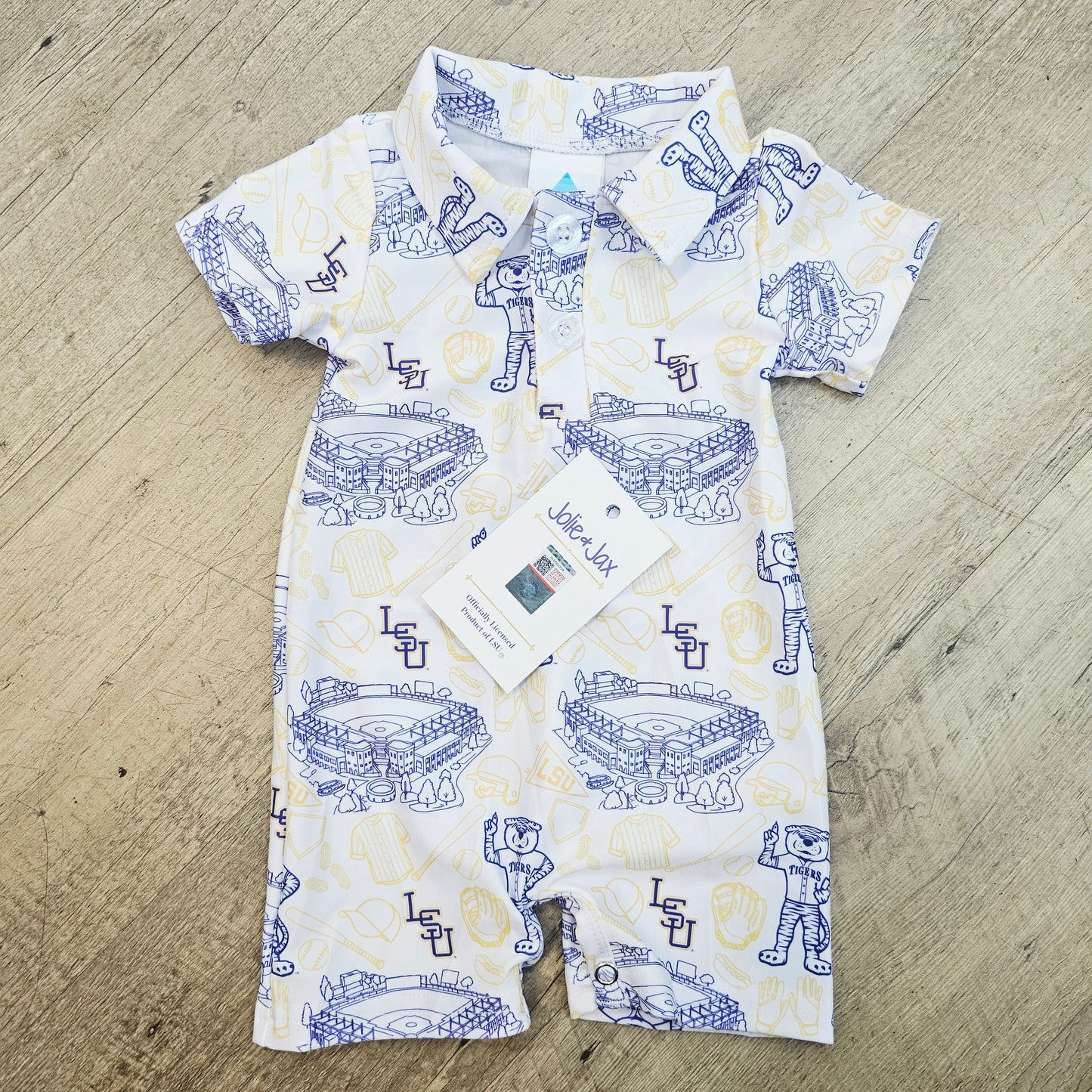LSU Baseball Polo Romper (Officially Licensed)