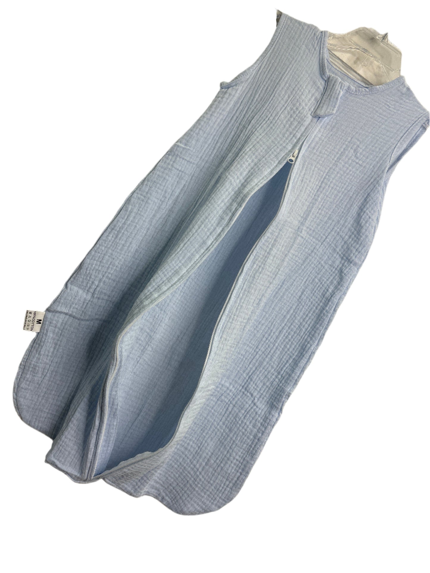 Muslin cotton baby gown light blue