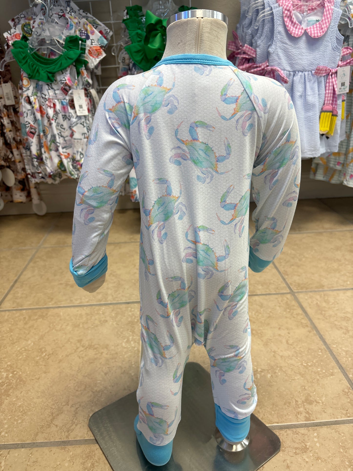 Bamboo Crab Net Zip Up Romper