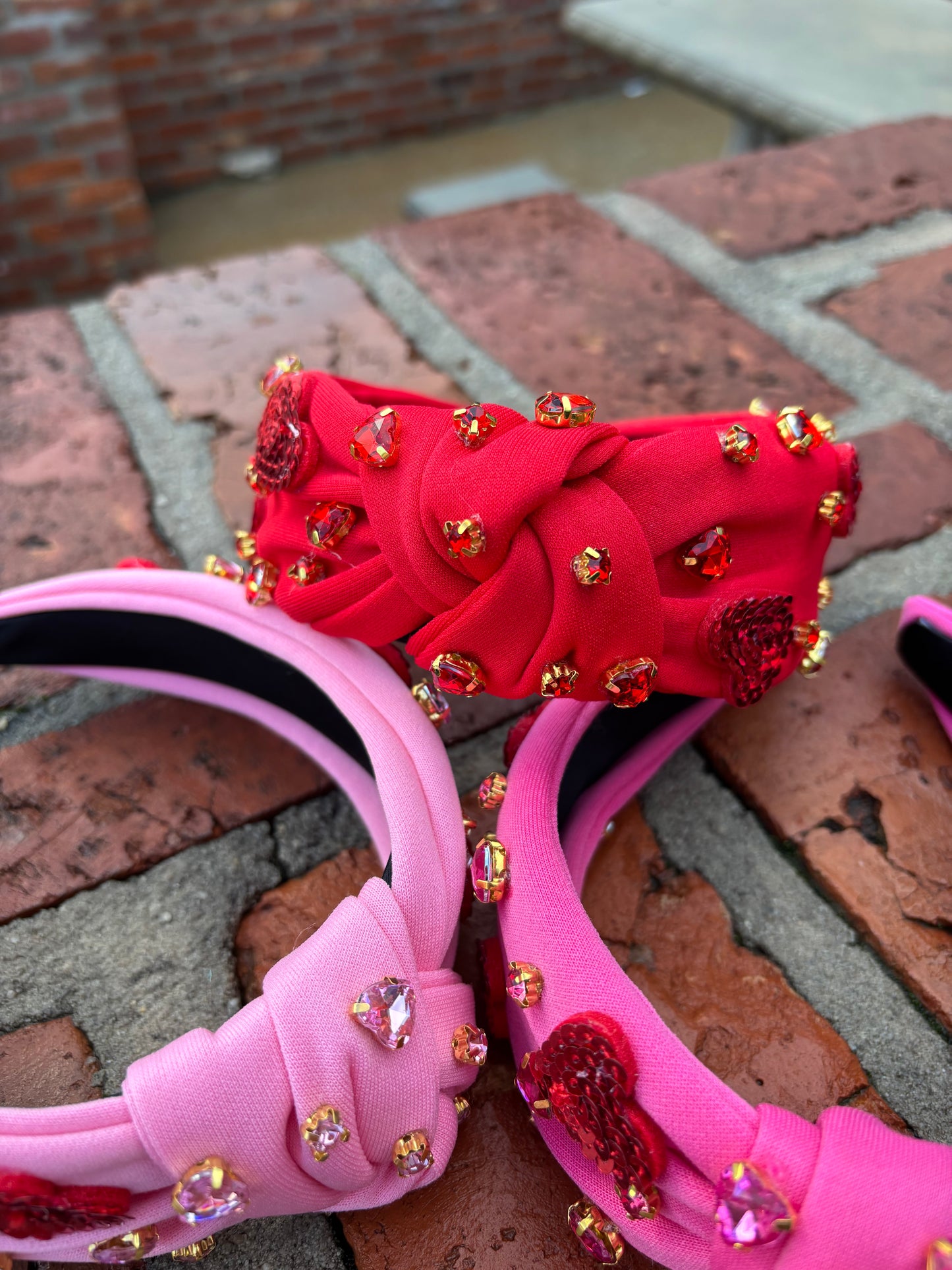 Sequin Rhinestone Heart Headband