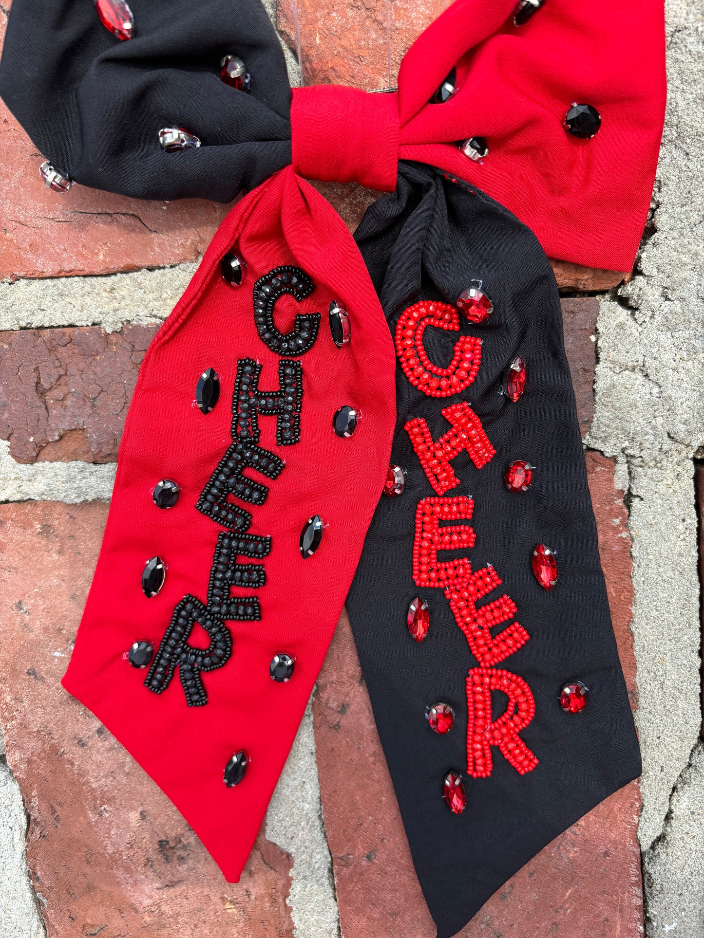 Bulldog Red and Black Bow
