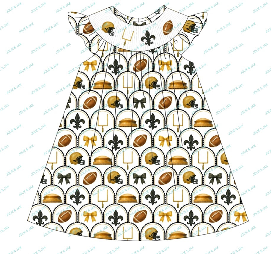 Black and gold girls Bishop style dress football New Orleans, Louisiana