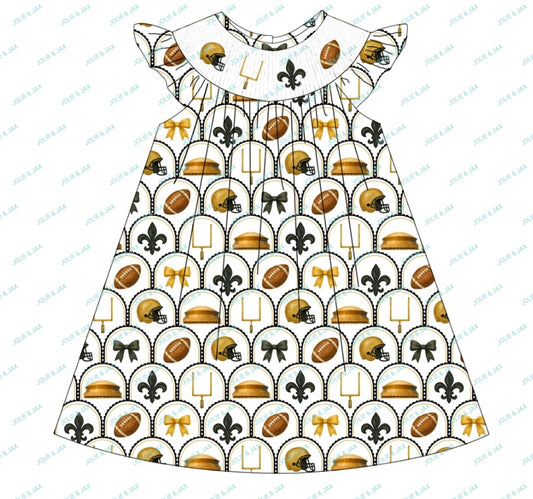 Black and gold girls Bishop style dress football New Orleans, Louisiana