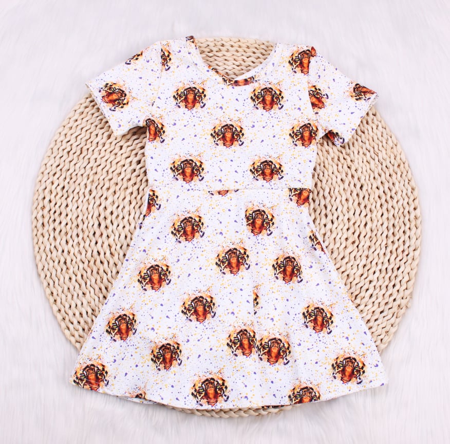 Tiger Eyes Skirted Yoga Romper For Girls