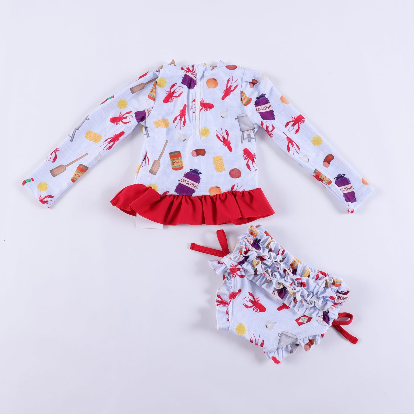 Crawfish ruffle bottom swim suit set