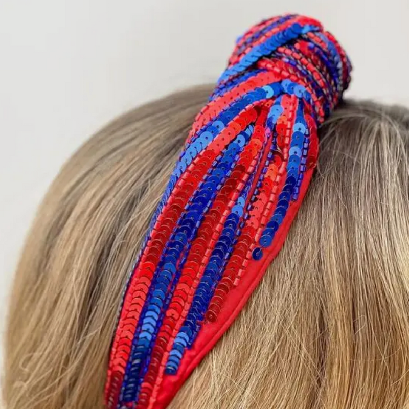 Blue & Red Sequin Headband