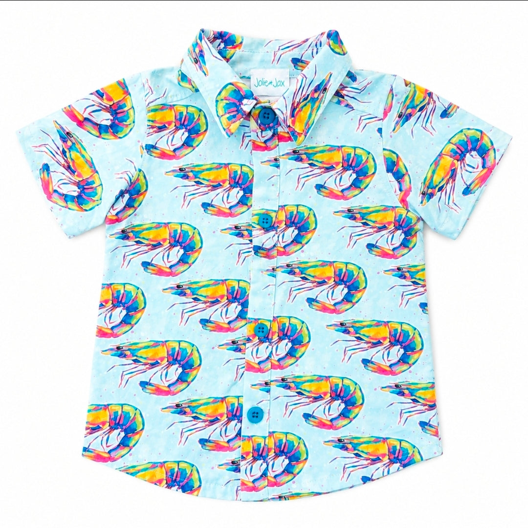 Shrimp Splatter Boys Button Down Shirt