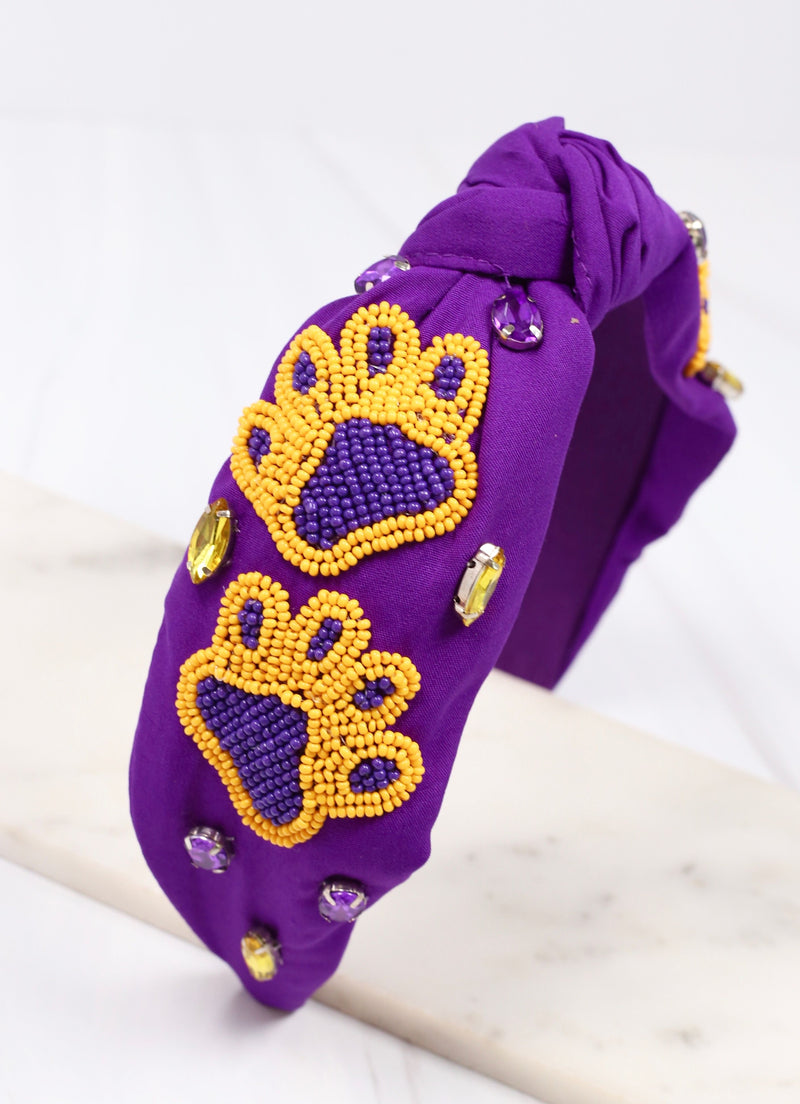 Purple & Yellow Paw Headband