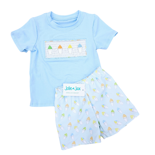 Snoball Smocked Boy's Short Set