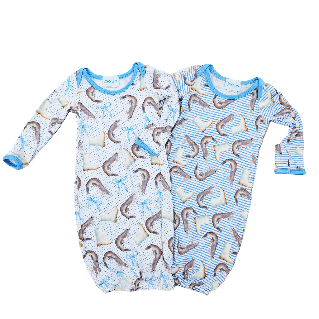 bamboo shrimp and boots baby gown