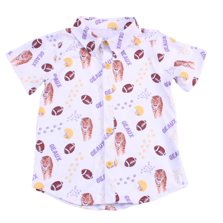 Tiger Game Day Button Up Kid's Shirt – Jolie Jax Boutique
