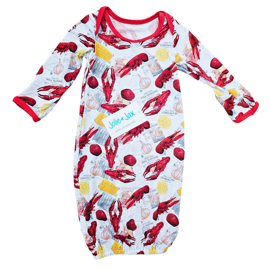 Newspaper Crawfish Bamboo Baby Gown