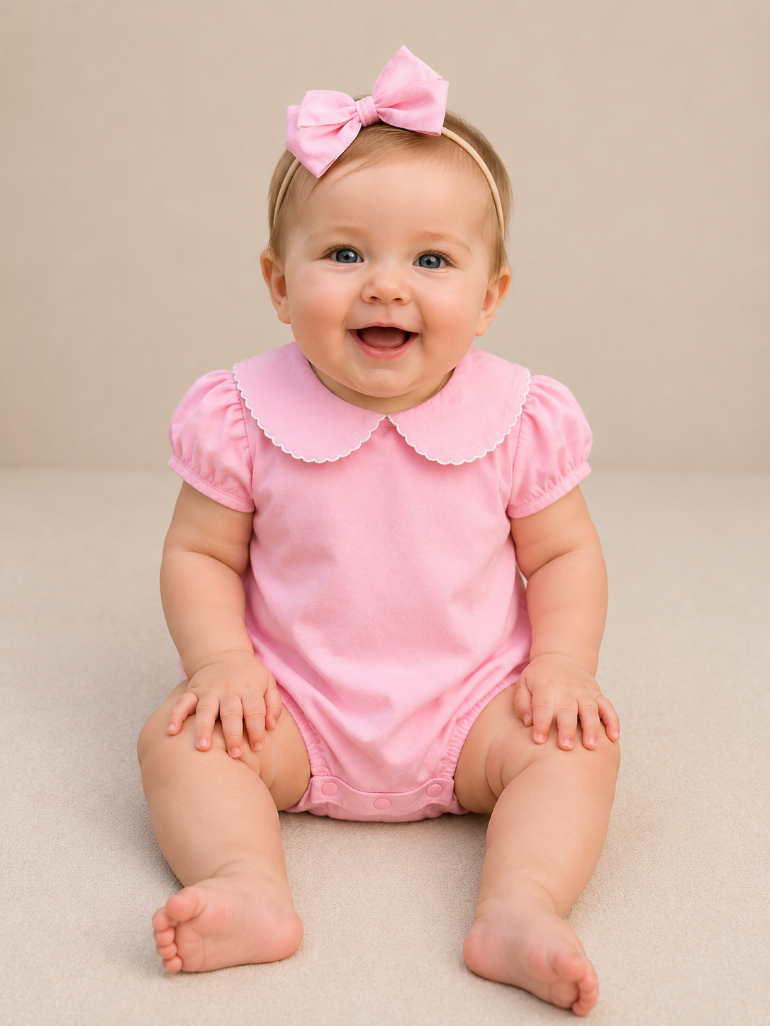 Scalloped Collar Baby Bubble Pink