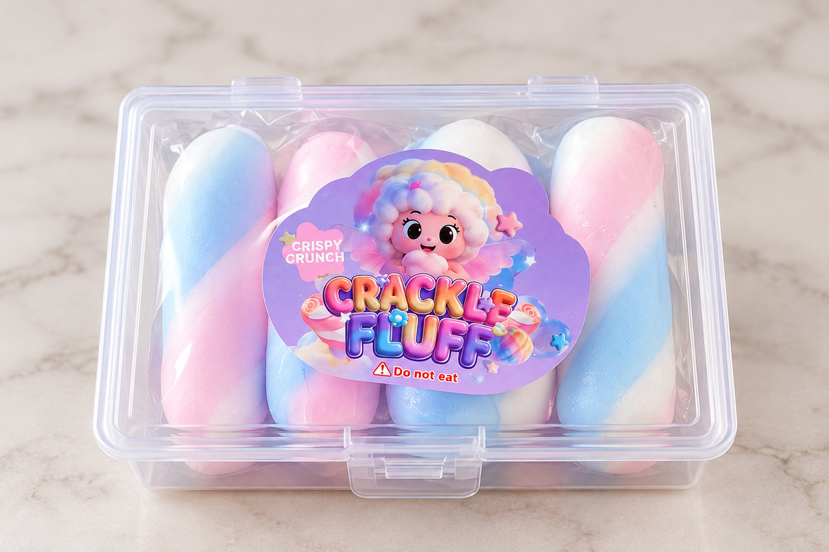 Crackle Fluff Cotton Candy Crunch Squishies – 4 Pack