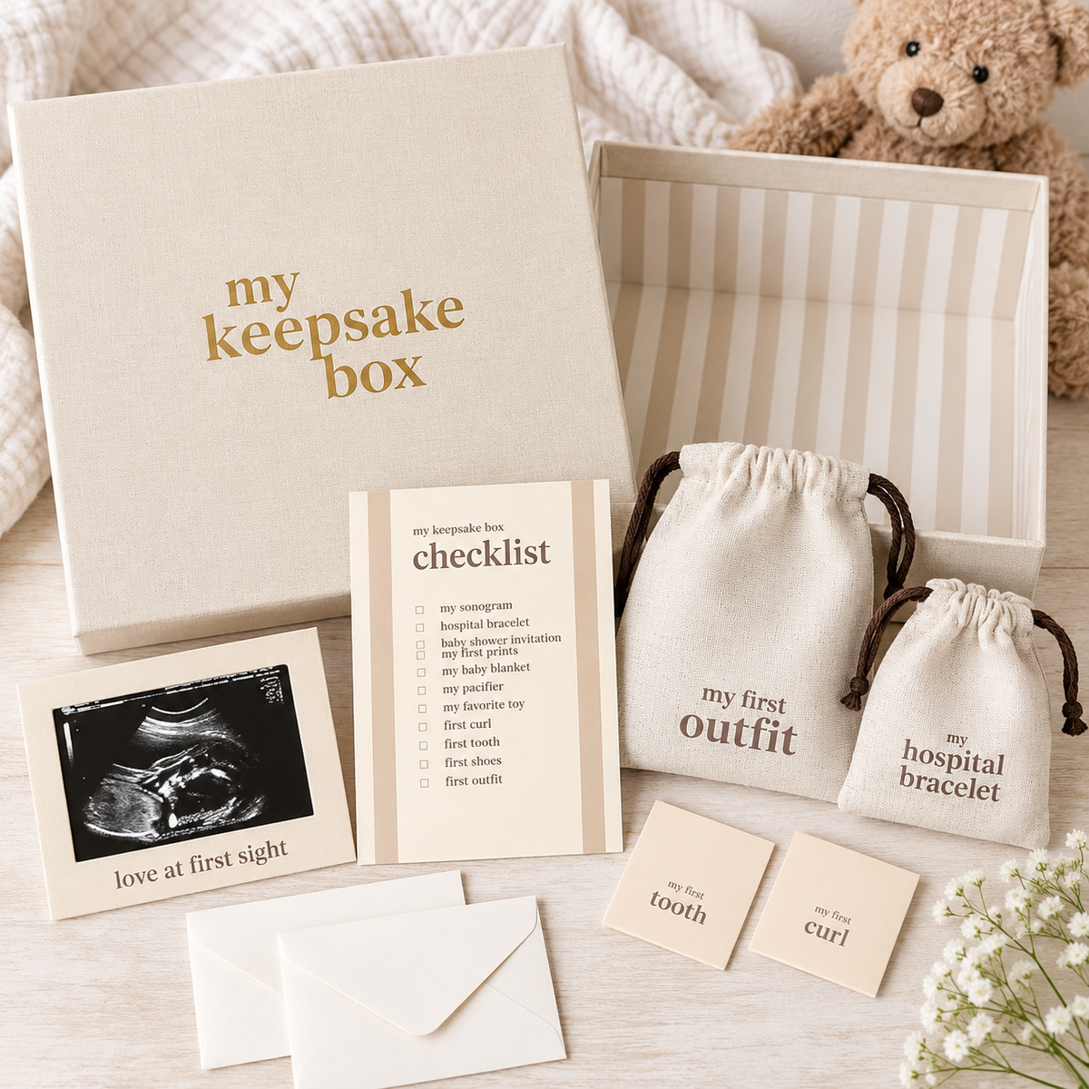 Baby Keepsake Memory Box Set | First Year Keepsake Organizer