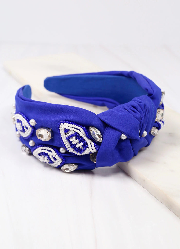 Blue & White Football Headband