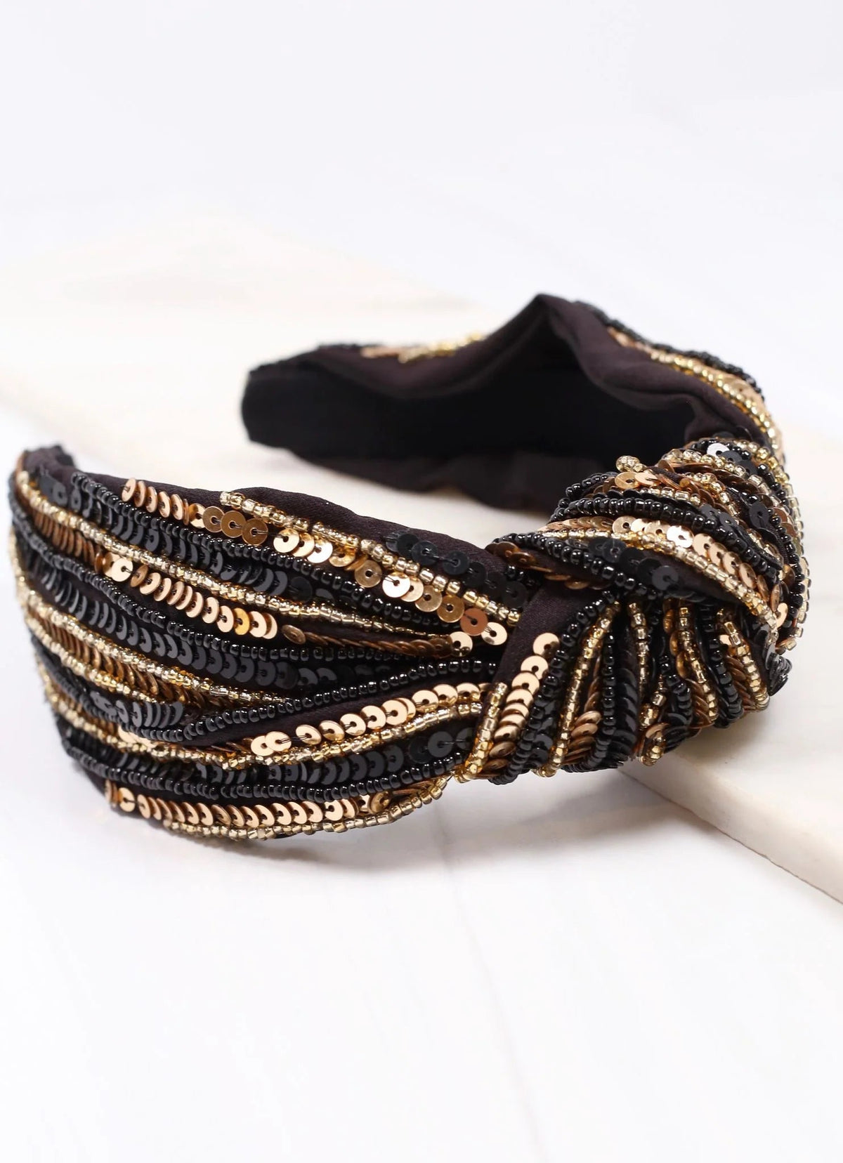 Black & Gold Sequin Headband