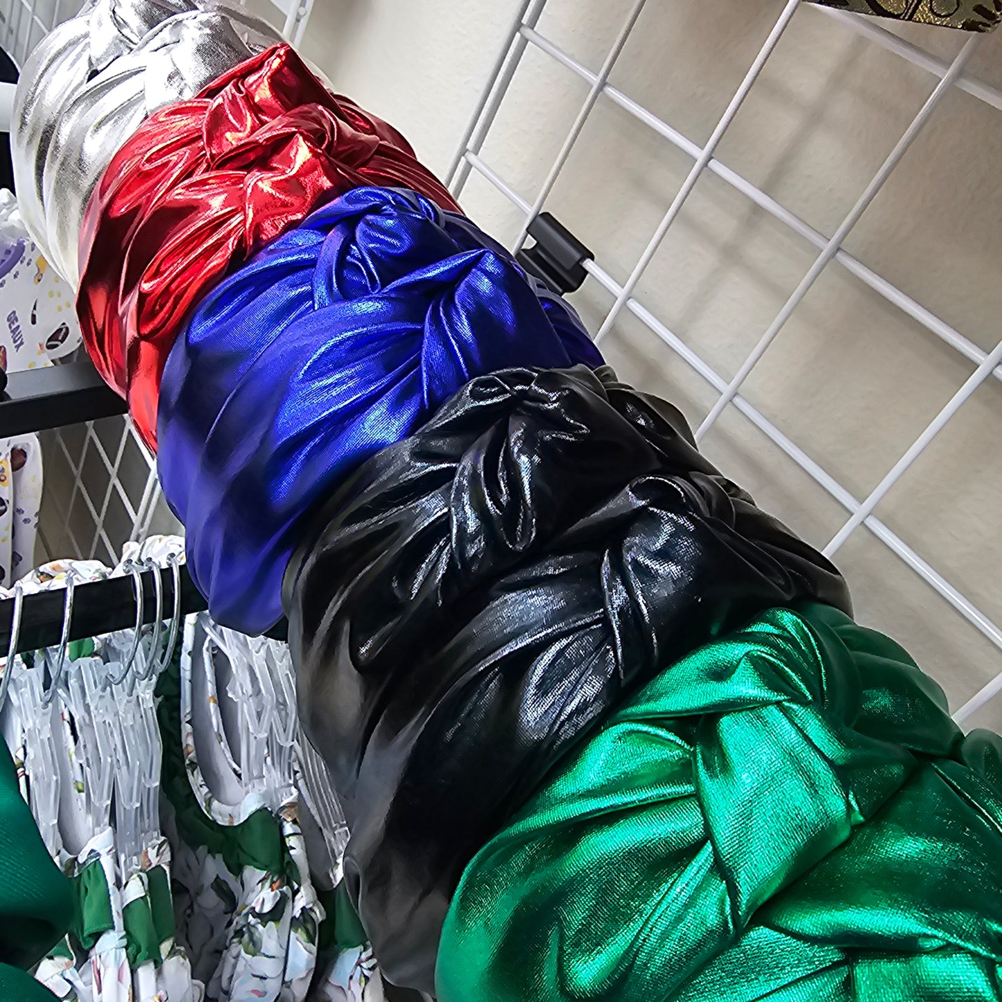 metallic headband red blue black green