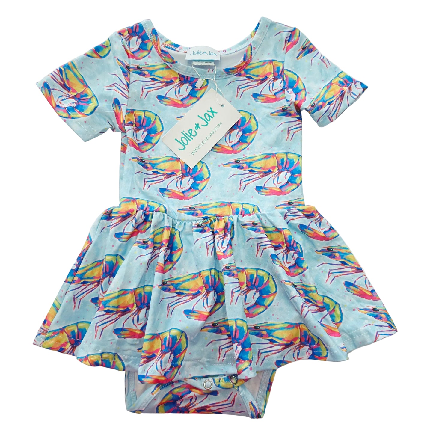 Bright shrimp, skirted, bubble girls activewear, New Orleans, Gulf Coast