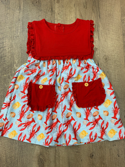 Teal crawfish Girls Dress with Pockets