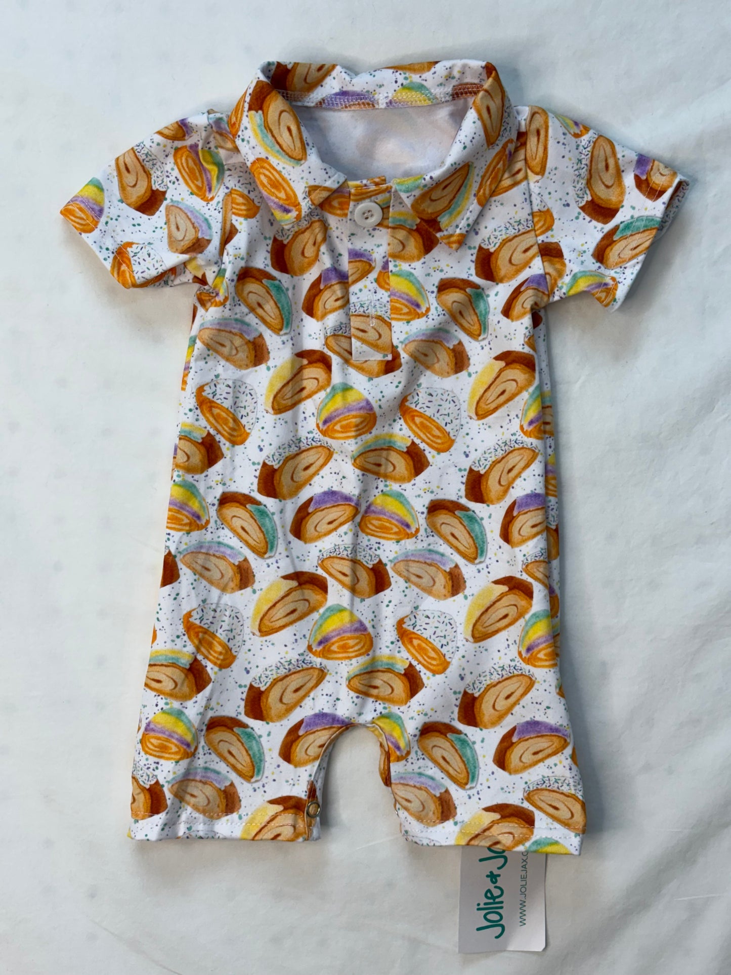 King Cake Splatter Kid's Polo Romper