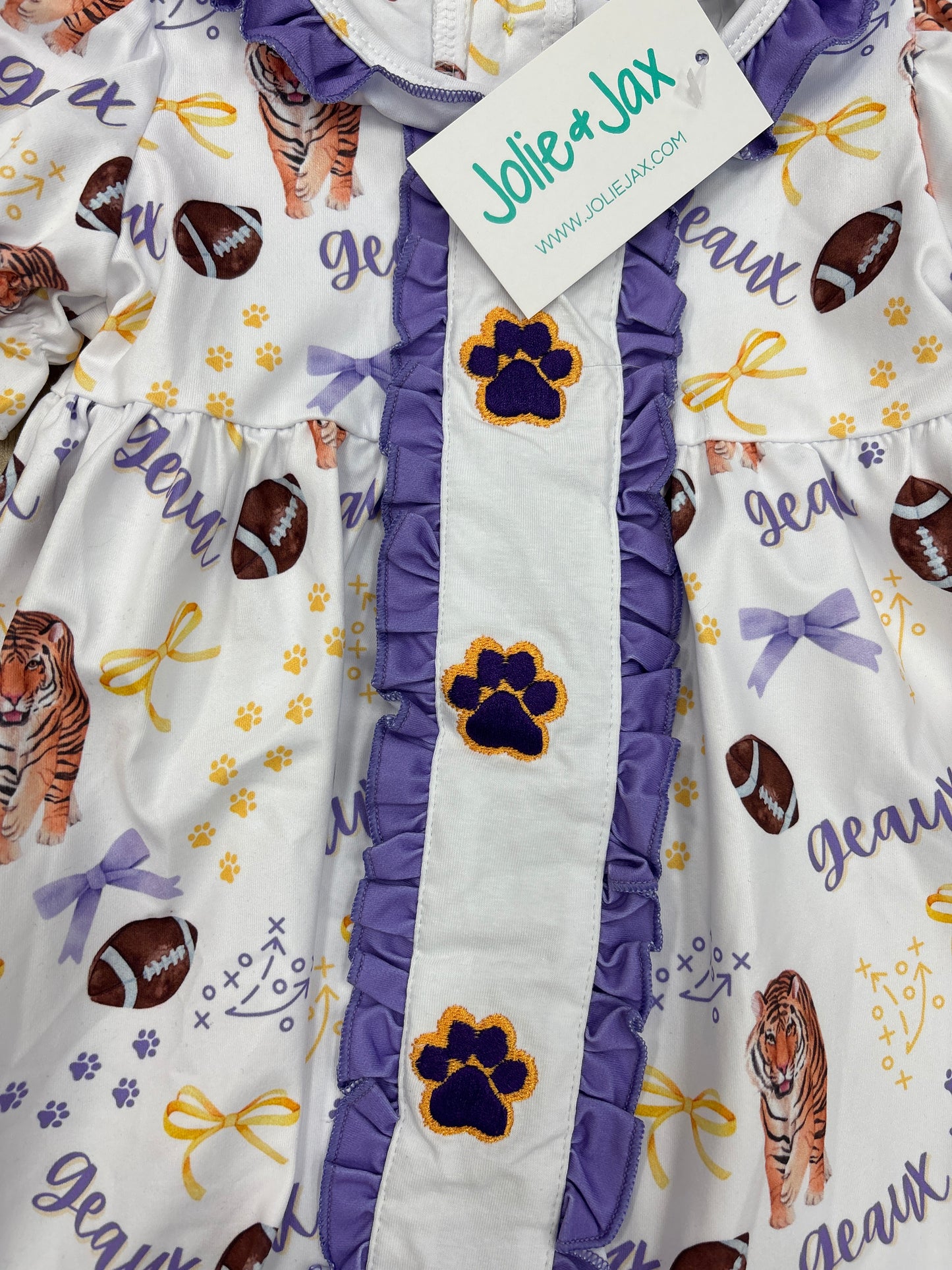 Game Day Tiger Embroidered Paw print Dress
