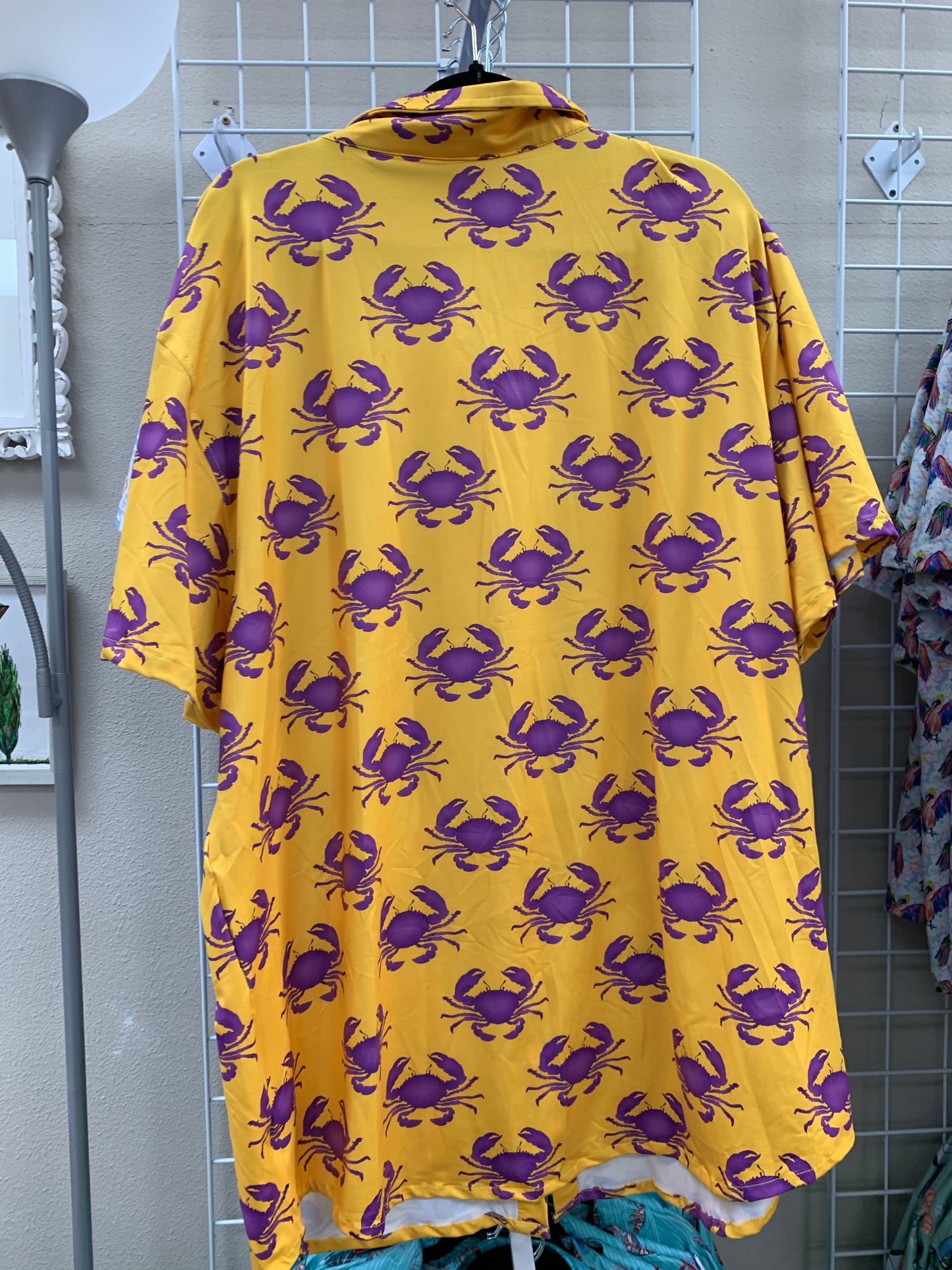 Purple & Gold Crab Men's Button Down Shirt