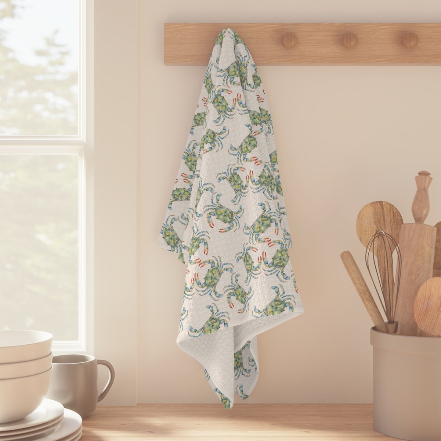 Blue crabs printed Microfiber Tea Towel — Kitchen Towel