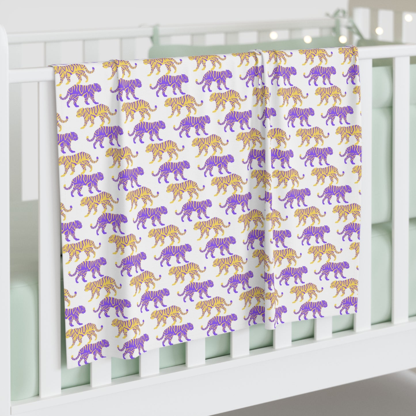 Tiger Pattern Baby Swaddle Blanket – Purple & Gold