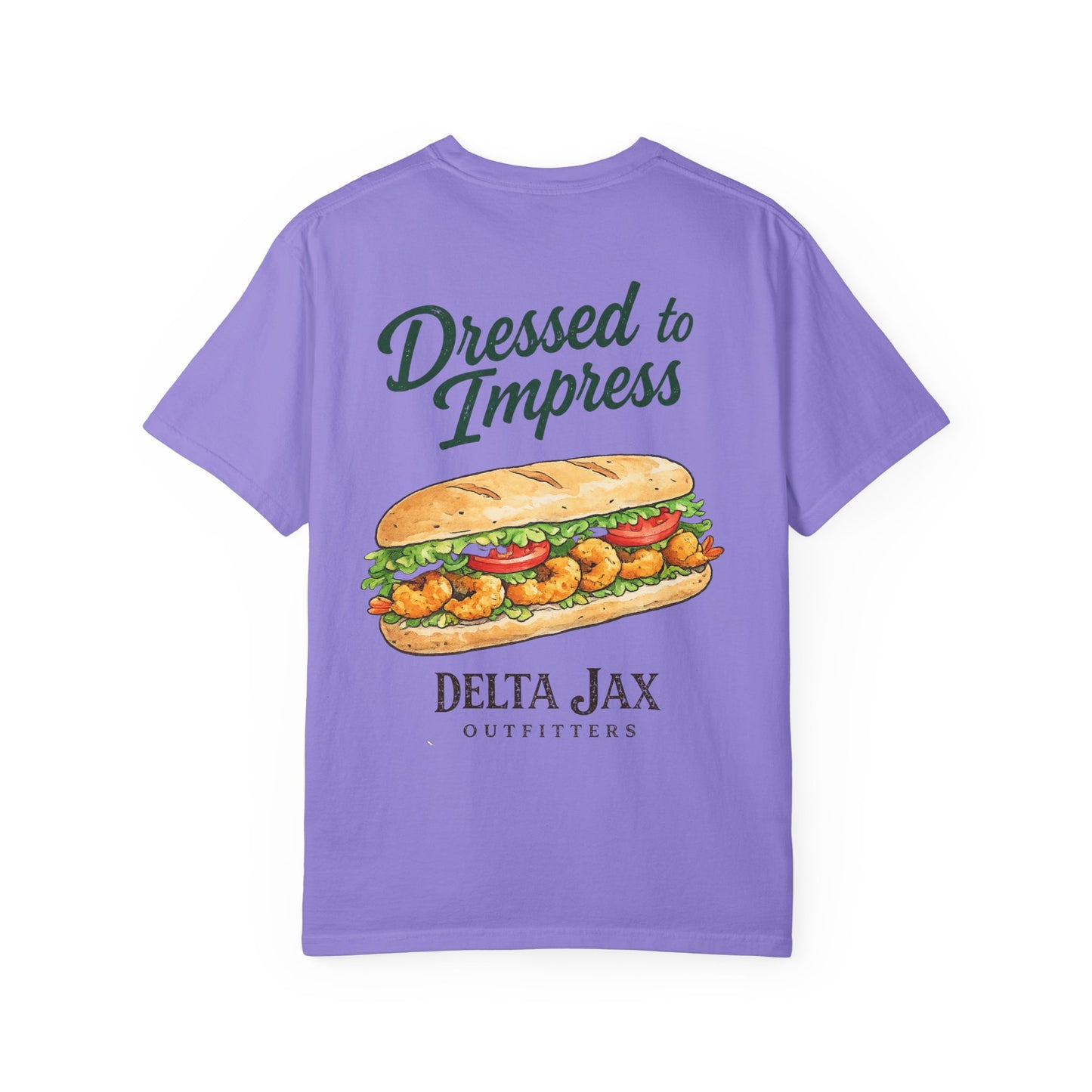 T-Shirt — "Dressed to Impress" Shrimp Po'Boy Graphic Tee