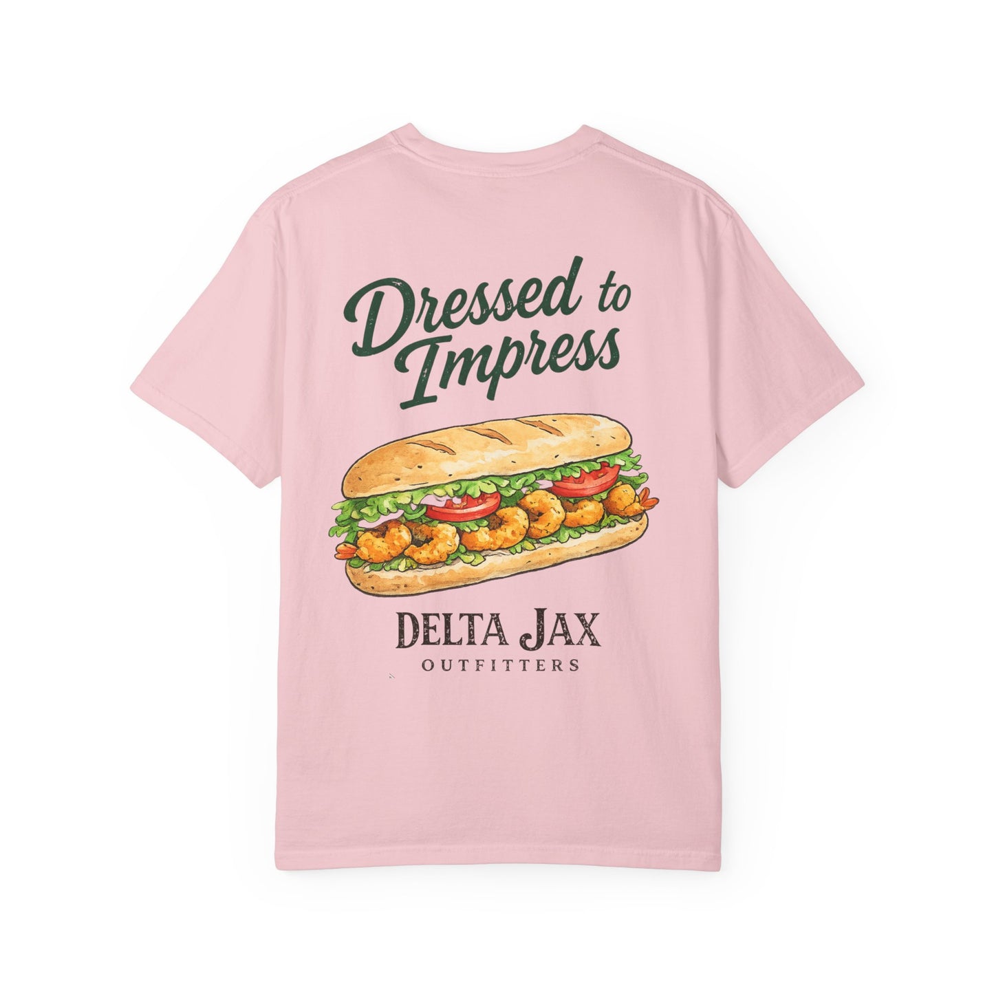 T-Shirt — "Dressed to Impress" Shrimp Po'Boy Graphic Tee