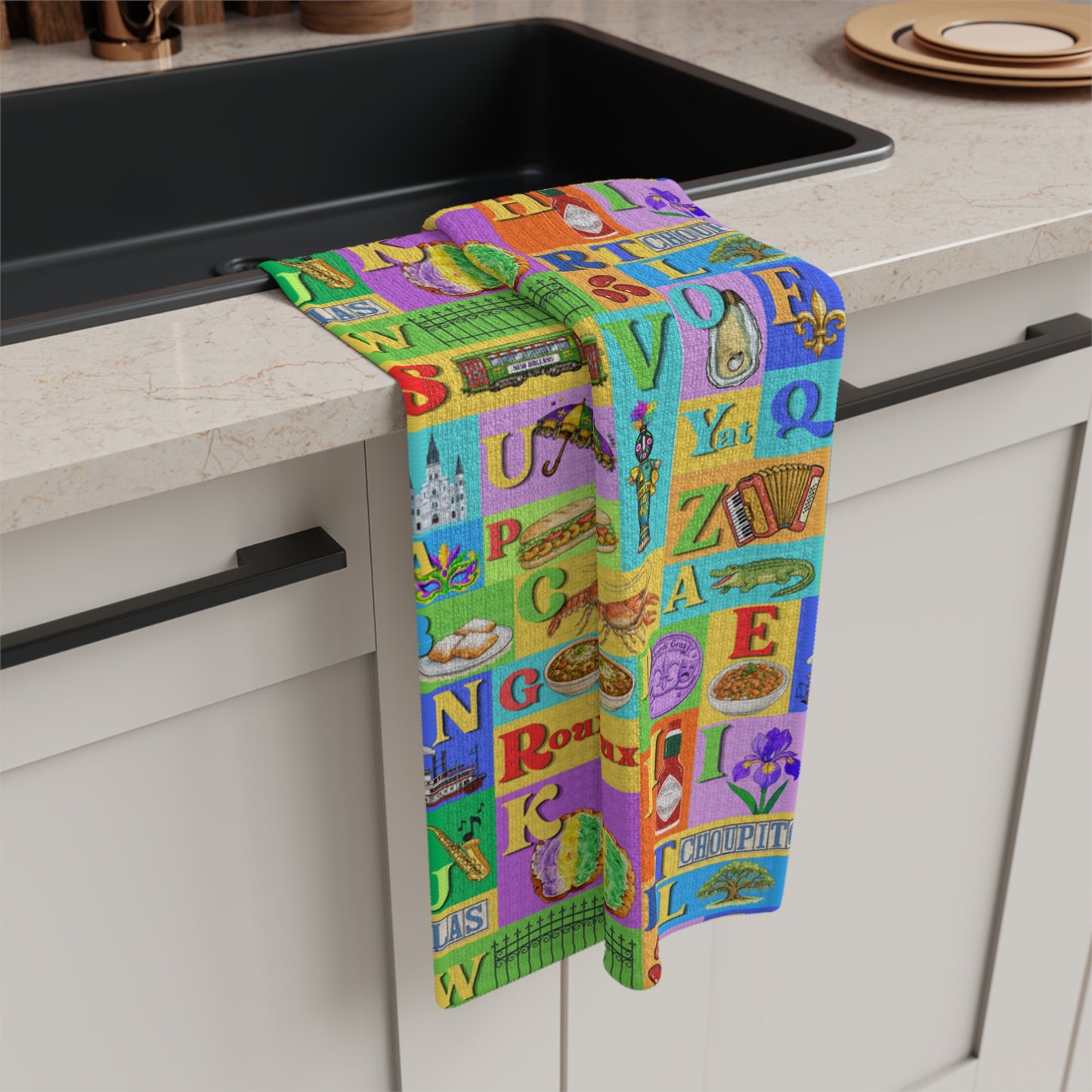 Louisiana ABCs Microfiber Tea Towel — Kitchen Towel