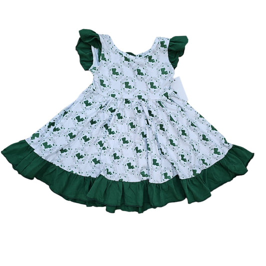 Louisiana Magnolia Dress with Green Ruffles