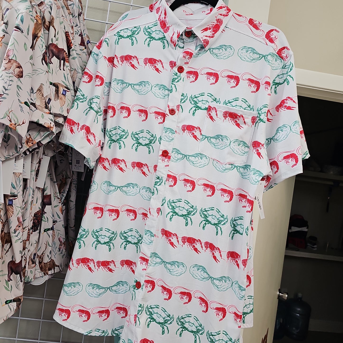 It's Beginning To Look a Lot Like Seafood Men's Button Down Shirt