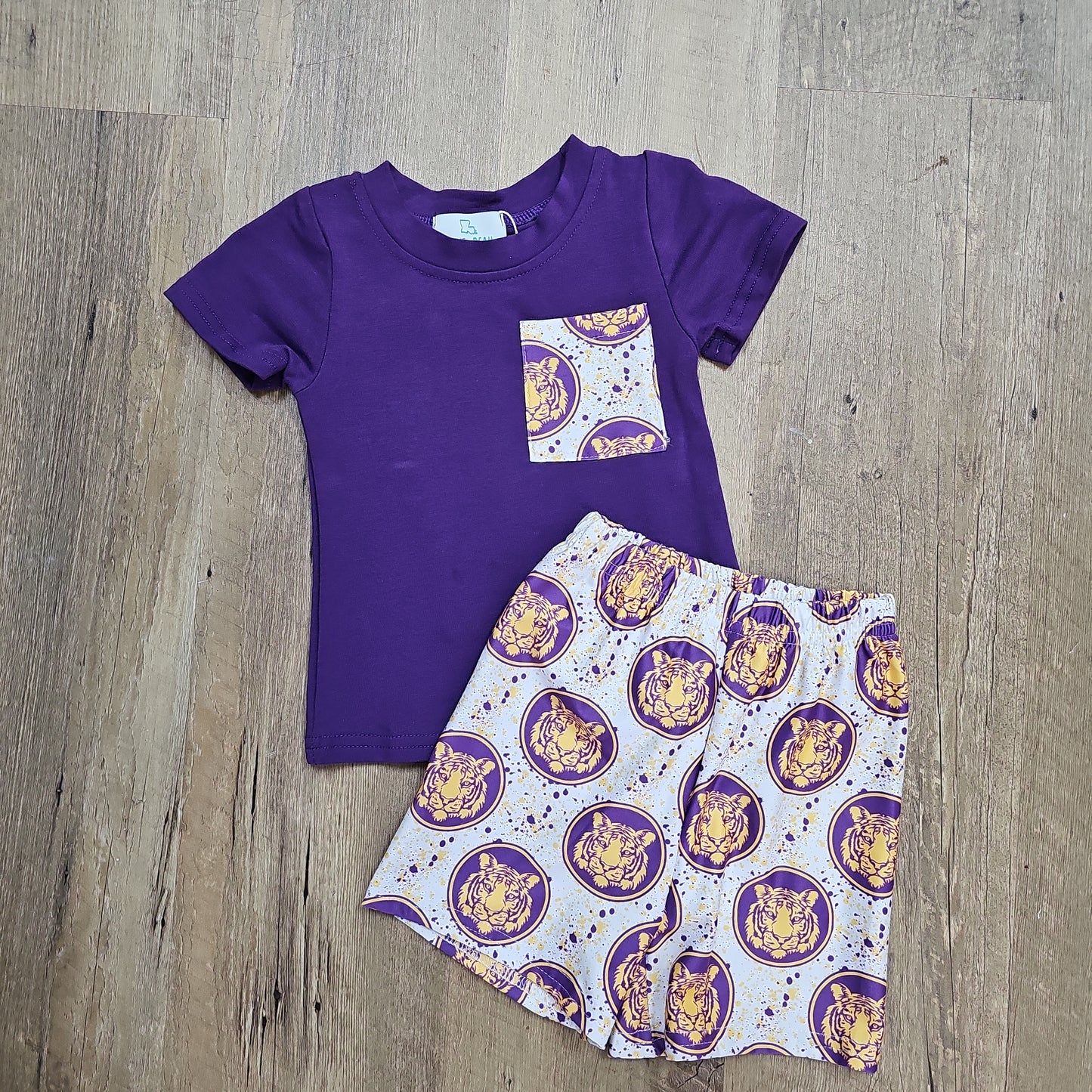 Tiger Splatter Shorts and Shirt 2pc set