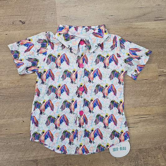 Bright Pelican Button Down Shirt for Kids