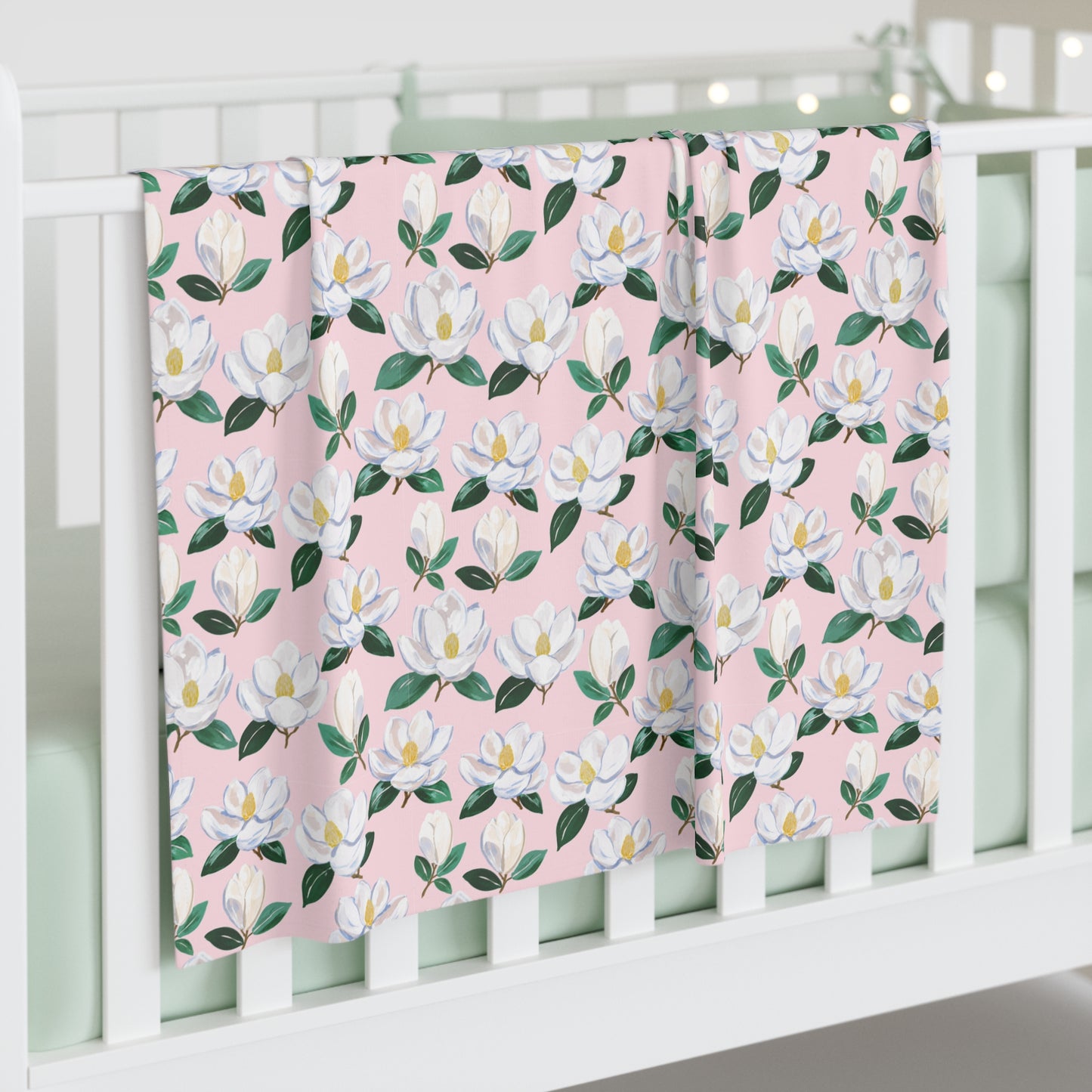 Floral Magnolia Swaddle Blanket — Pink Baby Wrap for Newborns & Baby Shower Gift