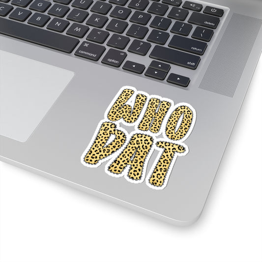 Who Dat Leopard Print Kiss-Cut Sticker — Funky Laptop & Water Bottle Decal