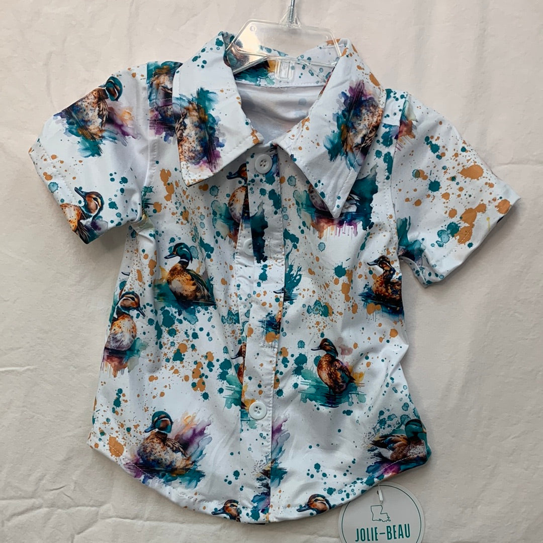 Duck Splatter Boys Button Down Shirt         JJ