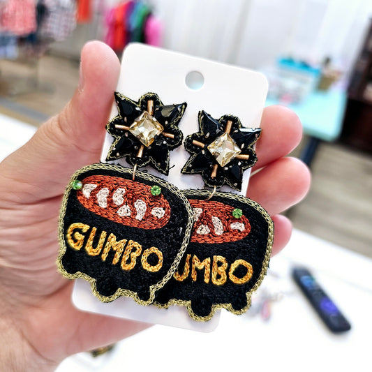 Embroidered Gumbo Earrings