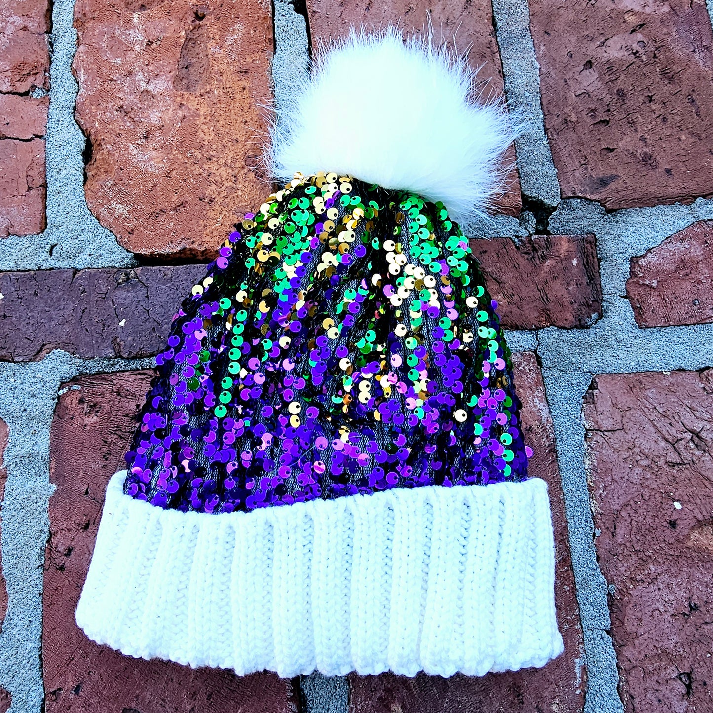 Mardi Gras Sequin Adult Beanie