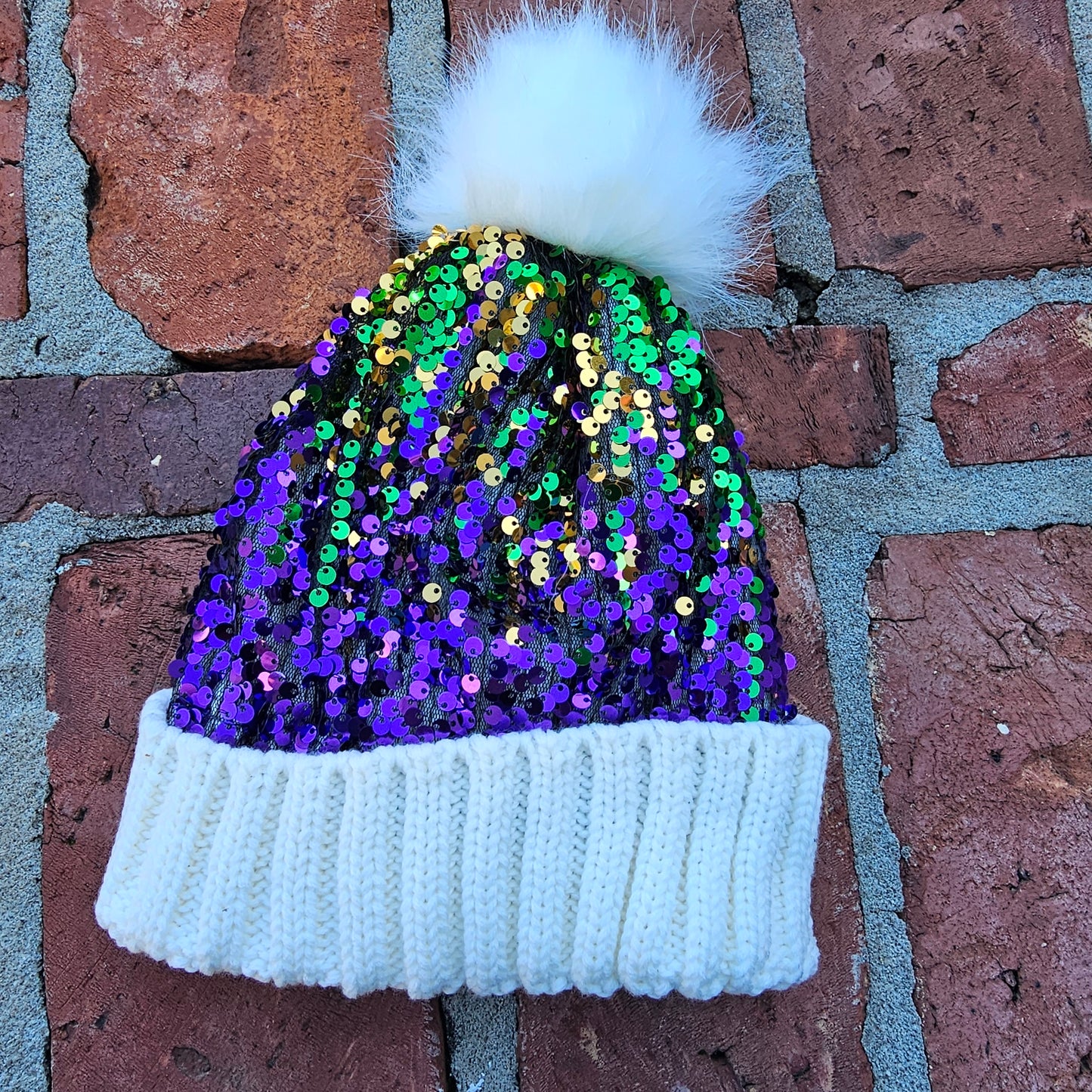 Mardi Gras Sequin Adult Beanie