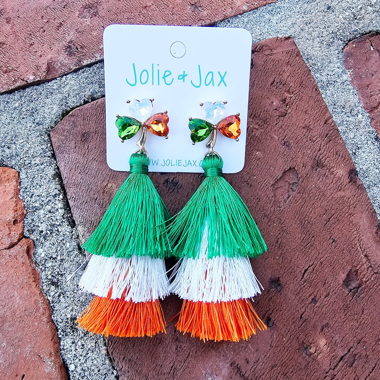 Three Leaf Clover Tassel Earrings